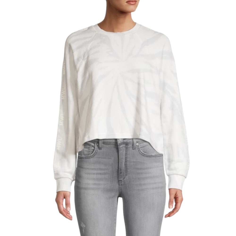 Madewell Airy Terry Tie-Dye Crop Sweatshirt in White (S)